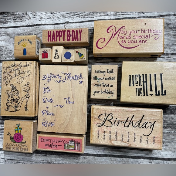 Lot of 14 Birthday Stamps for card making/scrapbooking excellent condition - Picture 1 of 5